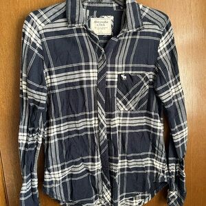 Abercrombie & Fitch Navy and White Plaid Shirt